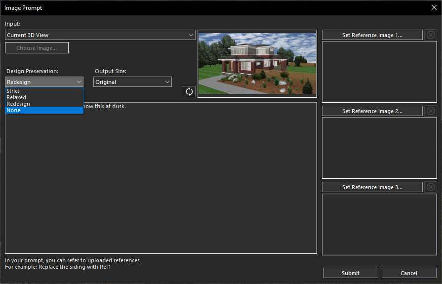 Selecting None Design Preservation option