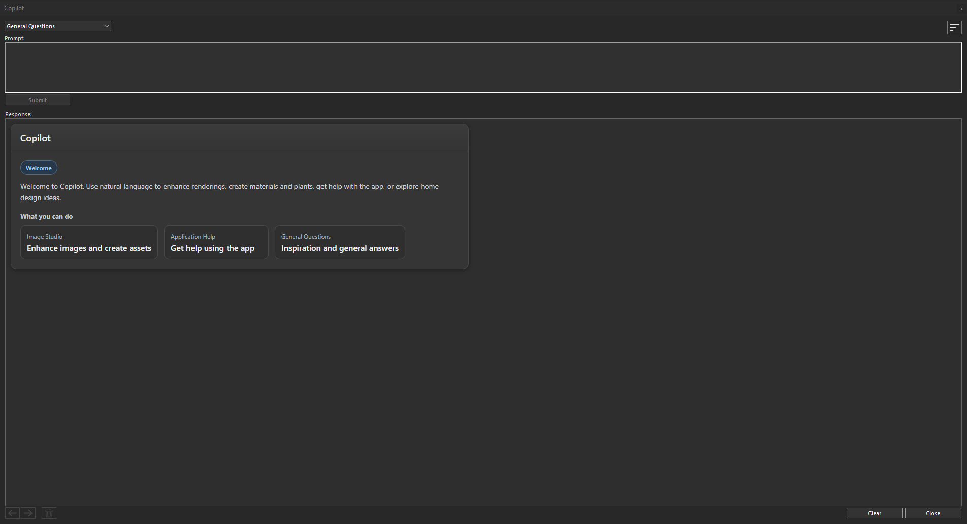 General Questions panel ready for user prompts