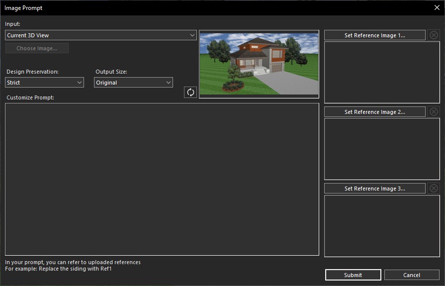 Using the current 3D View for AI transformation