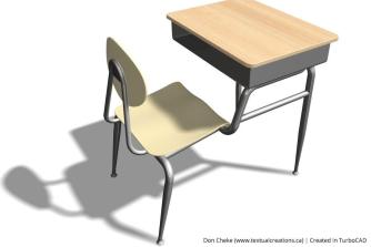 Wood and Metal Desk and Chair Concept Design 3D Model