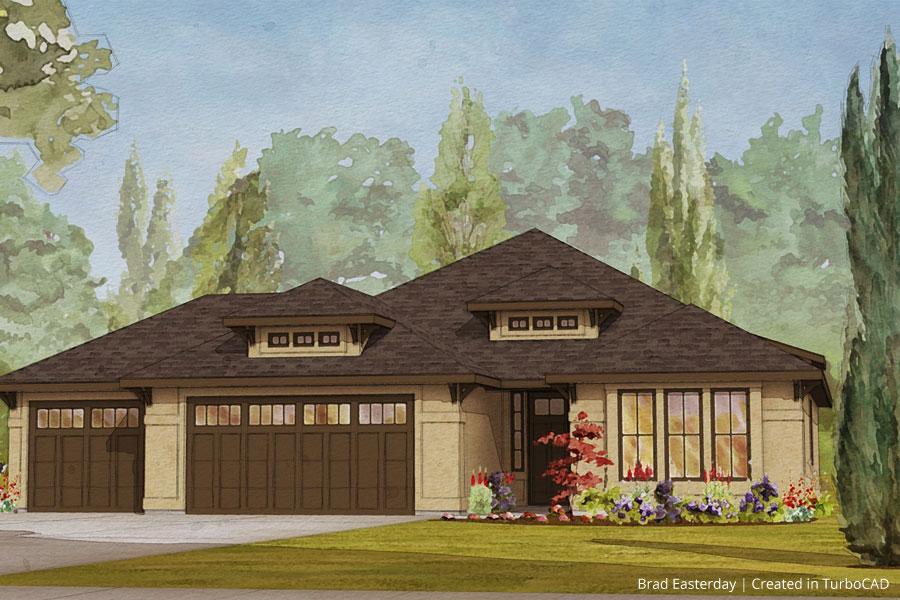 Home Design 3D CAD Model Watercolor Rendering