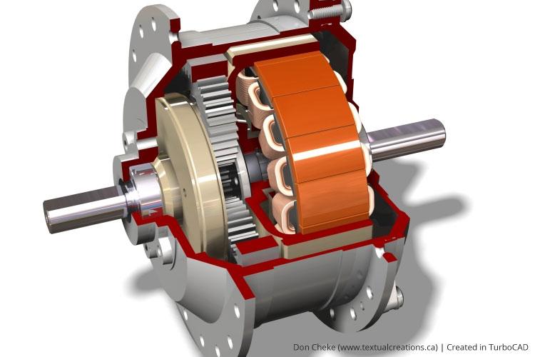Hub Motor Cutaway 3D CAD Model
