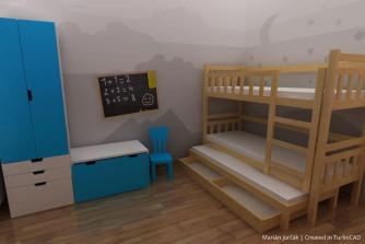 Kids' Wooden Furniture Bunk Bed & Wardrobe/Drawer System CAD Model