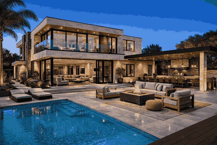 Home rendered in a Luxury-Estate Style